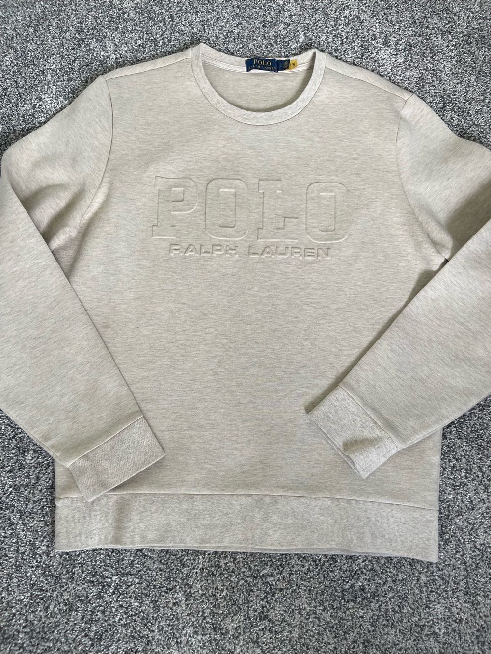 Ralph Lauren Cream Embossed POLO Crewneck Sweatshirt